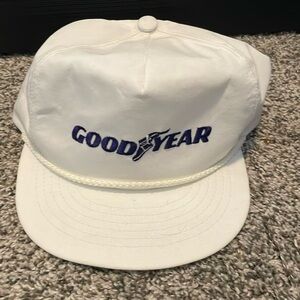 Vintage Goodyear Hat Automotive One Size White With Rope Used